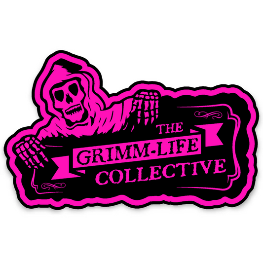 Neon Pink Grimm Ghoul Logo Sticker