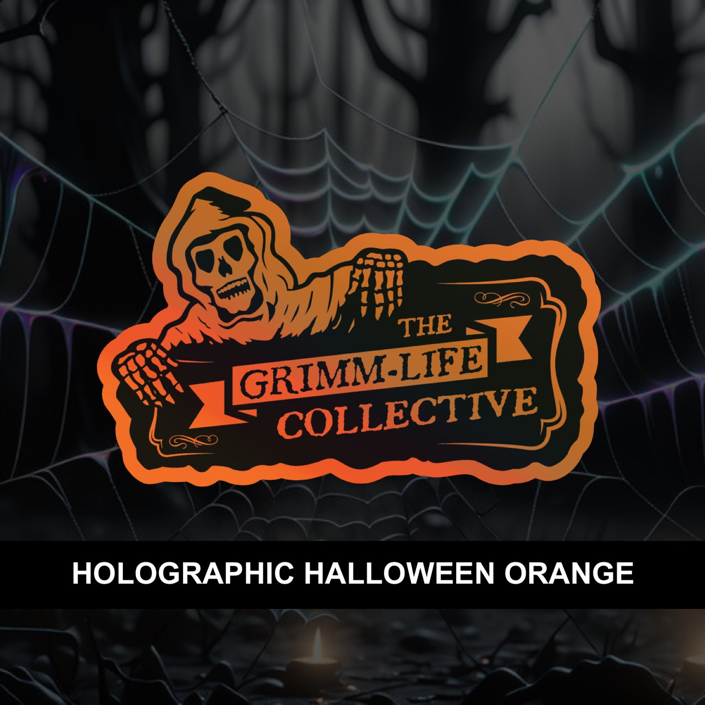 Holographic Halloween Orange Sticker